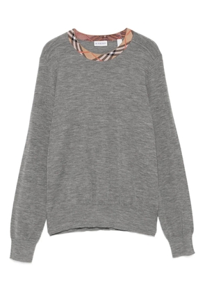 Burberry check-trimmed wool sweater - Grey