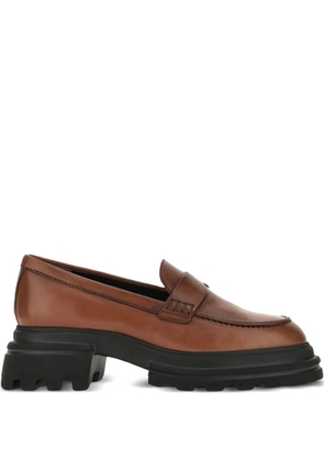 Hogan 50mm penny-strap leather loafers - Brown