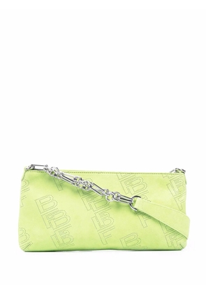 BY FAR Holly perforated-logo shoulder bag - Green