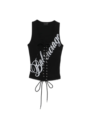 Balenciaga lace-fastening logo-detail tank top - Black