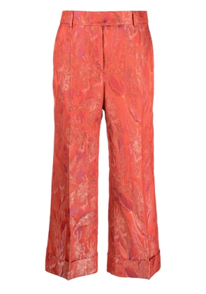Alberto Biani cropped jacquard-pattern trousers - Red