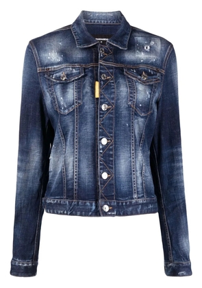 DSQUARED2 Icon paint-splatter denim jacket - Blue