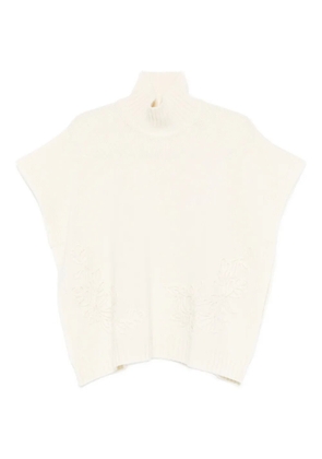 ERMANNO FIRENZE floral-embroidered high-neck sweater - Neutrals