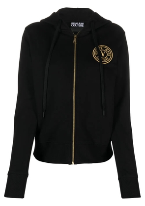 Versace Jeans Couture logo-embroidered cotton hoodie - Black