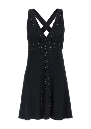 Giovanni Bedin pearl-appliqué V-neck mini dress - Black