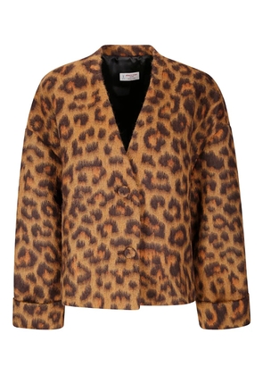 Alberto Biani leopard-print button jacket - Brown