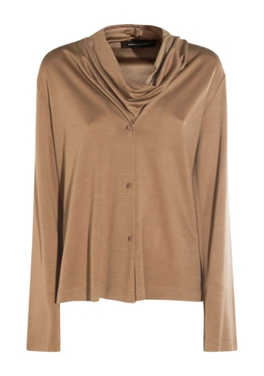 Fabiana Filippi cowl-neck button shirt - Brown