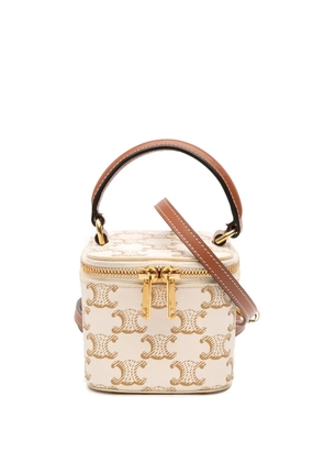 Celine Pre-Owned 2023 Mini Triomphe Coated Canvas Vanity Case satchel - White
