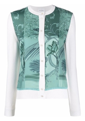 Ferragamo floral-print buttoned cardigan - White