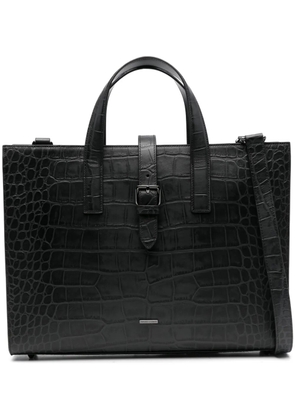 Emporio Armani crocodile-embossed buckle tote bag - Black