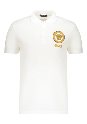 Versace logo-embroidered polo shirt - White