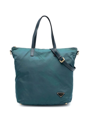 Prada Pre-Owned 2013-2025 Saffiano Trimmed Tessuto Zip Top Convertible Tote satchel - Blue