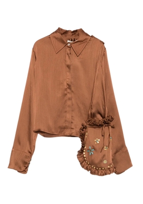 SIEDRES pointed-collar buttoned blouse - Brown