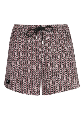 GCDS geometric-pattern drawstring shorts - Red