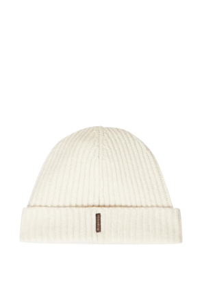 Moorer ribbed cashmere beanie - White