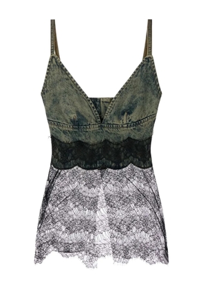 Giuseppe Di Morabito denim lace top - Blue