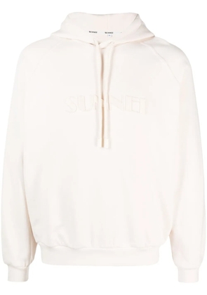 Sunnei embroidered-logo cotton hoodie - Neutrals