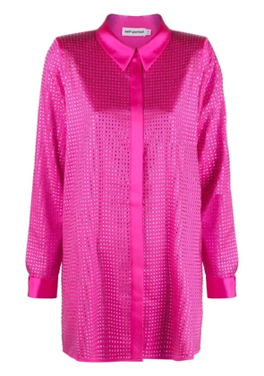 Self-Portrait rhinestone-embellished long-sleeved shirt - Pink