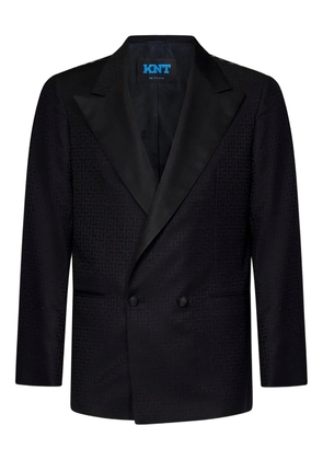 Kiton peak-lapel geometric-pattern blazer - Black
