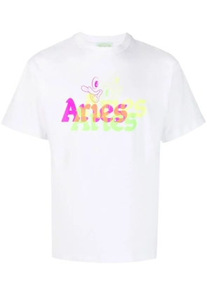 Aries logo-print detail T-shirt - White
