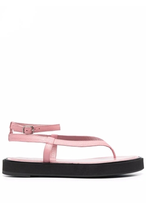 BY FAR Cece grained-leather sandals - Pink