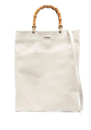 Jil Sander bamboo-handle leather tote bag - Neutrals