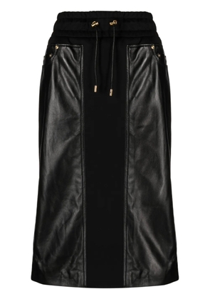 TOM FORD panelled leather and cotton-blend jersey midi skirt - Black