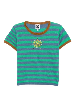 YANYAN KNITS linen striped T-shirt - Green