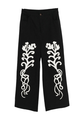 Kinyan Lam applique hand embroidery straight jeans - Blue
