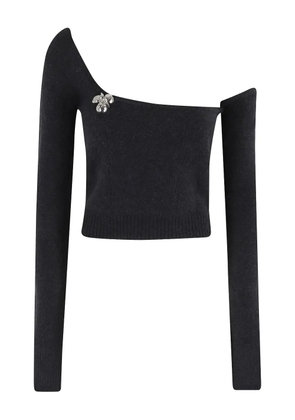 Blumarine one-shoulder embellished top - Black