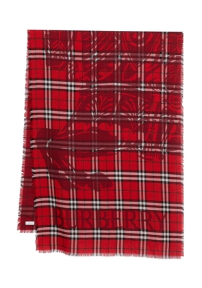 Burberry plaid fringed scarf - Red