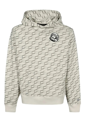 Billionaire Boys Club logo-patch geometric-pattern hoodie - Grey