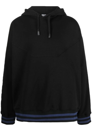 Versace Jeans Couture logo-print striped-trim hoodie - Black