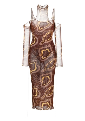 JULFER Janet abstract-print midi dress - Brown
