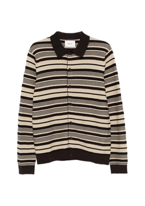 NN07 Nolan LS Polo 60016 striped-detail cardigan - Neutrals