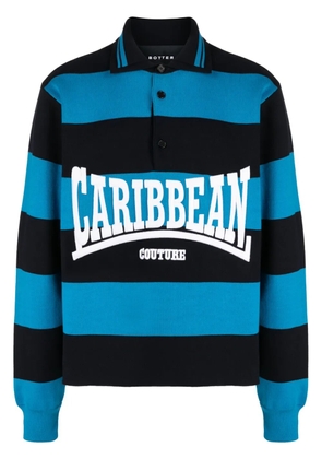 Botter logo-intarsia striped polo shirt - Black