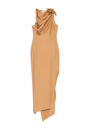 Coperni asymmetric flower maxi dress - Brown