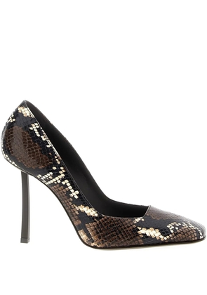Le Silla 100mm Vittoria python-print pumps - Brown