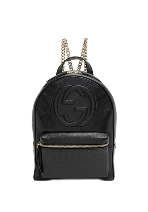 Gucci Pre-Owned leather chain backpack - Black