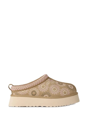 UGG floral-embroidery platform slippers - Brown