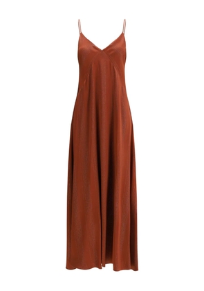 Forte Forte spaghetti-strap metallic-detail dress - Brown