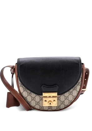 Gucci Pre-Owned Padlock Saddle Shoulder Bag GG Coated Canvas and Leather Small crossbody bag - Brown