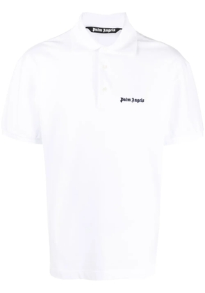 Palm Angels logo-embroidered polo shirt - White