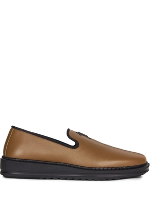 Giuseppe Zanotti slip-on leather slippers with logo detail - Green