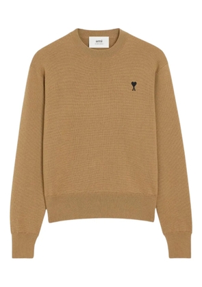 AMI Paris logo crew neck knitwear - Brown