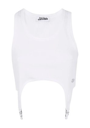 Jean Paul Gaultier ribbed-knit garter tank top - White