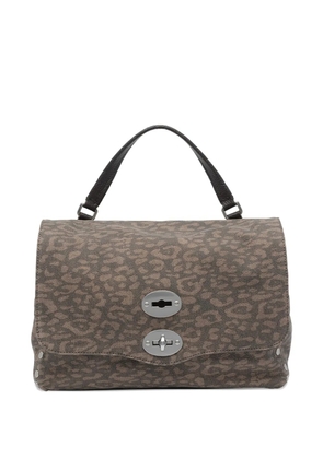 Zanellato Postina turn-lock animal-print tote bag - Brown