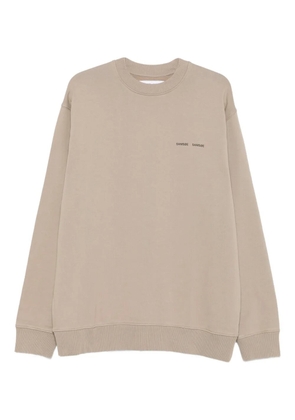 SAMSOE SAMSOE crew-neck logo sweatshirt - Neutrals