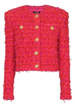 Balmain cropped tweed jacket - Red