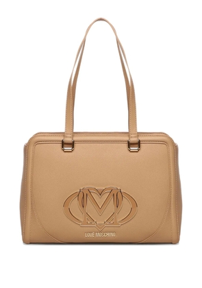 Love Moschino logo-plaque tote bag - Neutrals